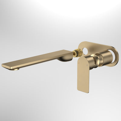 Caroma Urbane II 220mm Wall Basin / Bath Trim Kit - Round Cover Plate, Brushed Brass