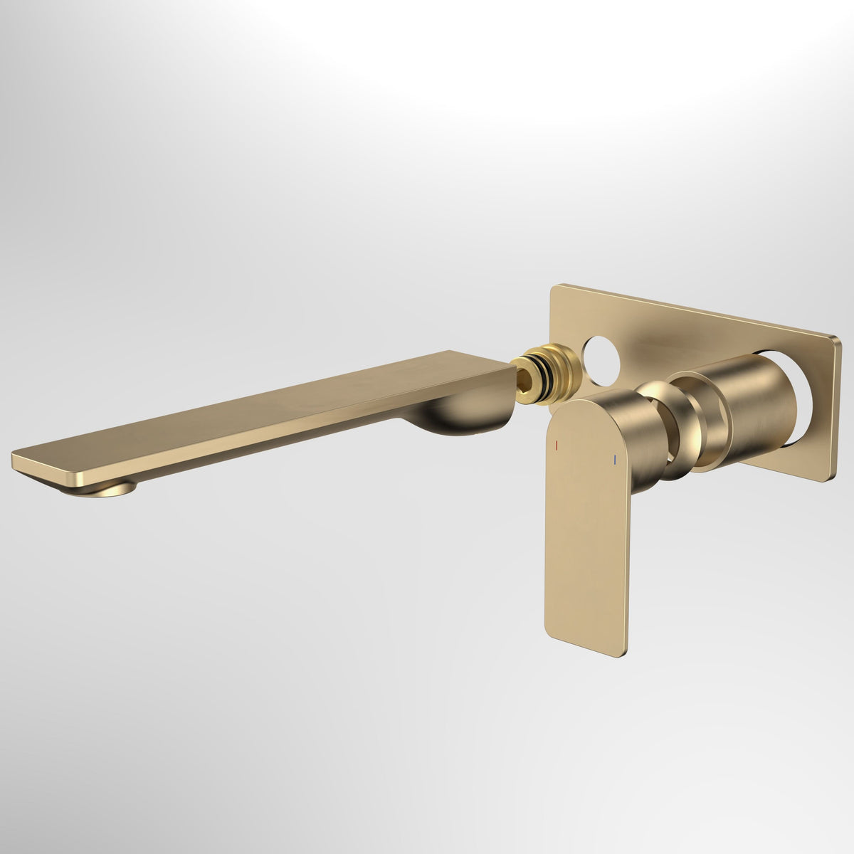 Caroma Urbane II 220mm Wall Basin / Bath Trim Kit - Rectangular Cover Plate, Brushed Brass