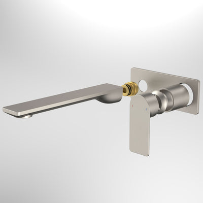 Caroma Urbane II 220mm Wall Basin / Bath Trim Kit - Rectangular Cover Plate, Brushed Nickel