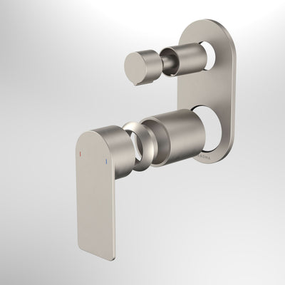 Caroma Urbane II Bath / Shower Mixer With Diverter Trim Kit - Round Cover Plate, Brushed Nickel