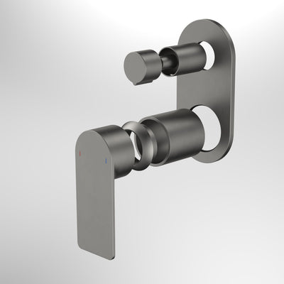 Caroma Urbane II Bath / Shower Mixer With Diverter Trim Kit - Round Cover Plate, Gunmetal