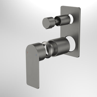 Caroma Urbane II Bath / Shower Mixer With Diverter Trim Kit - Rectangular Cover Plate, Gunmetal