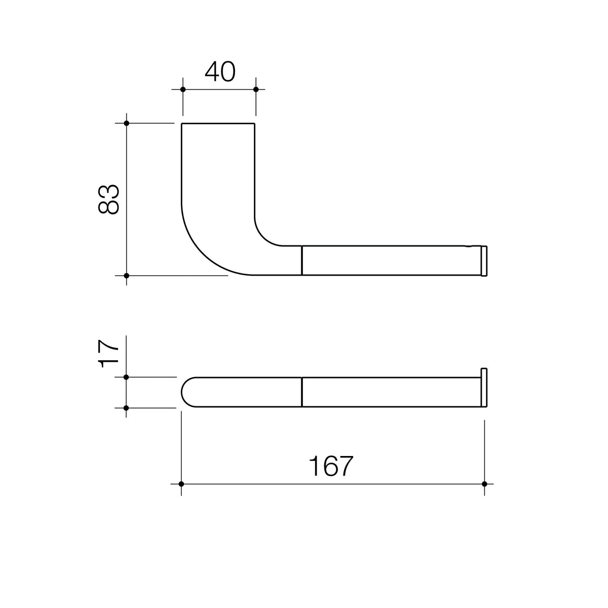 Caroma Contura II Toilet Roll Holder technical dimensions