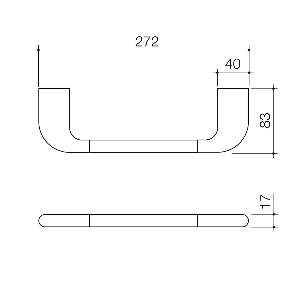 Caroma Contura II Hand Towel Rail technical dimensions