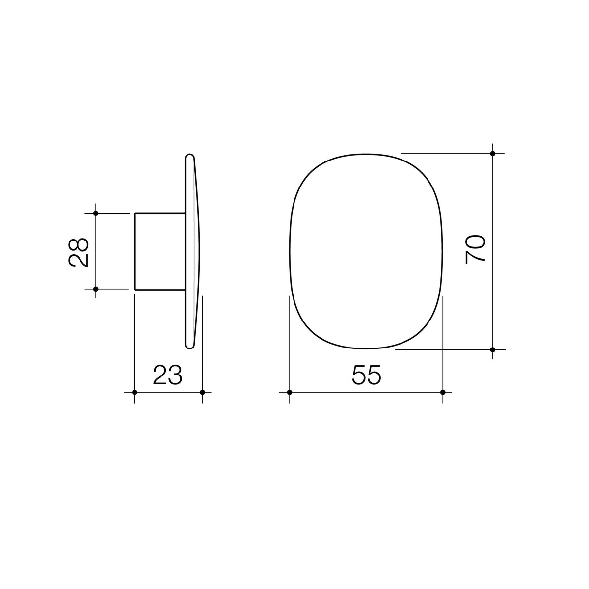 Caroma Contura II Robe Hook - Large technical dimensions