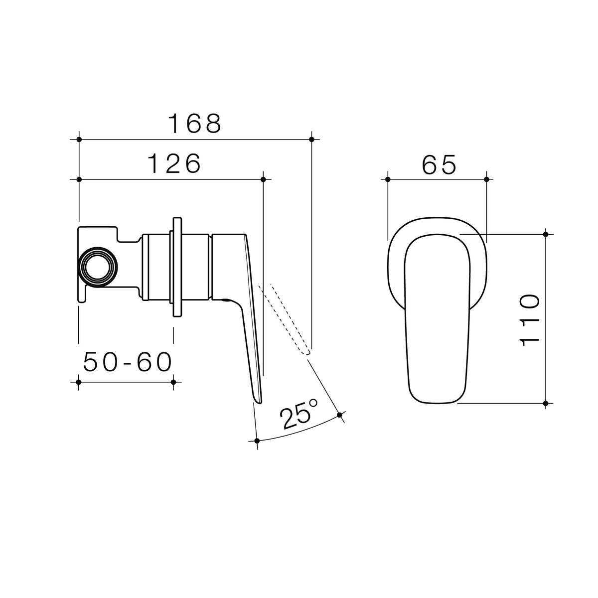 Caroma Contura II Bath/Shower Mixer technical dimensions