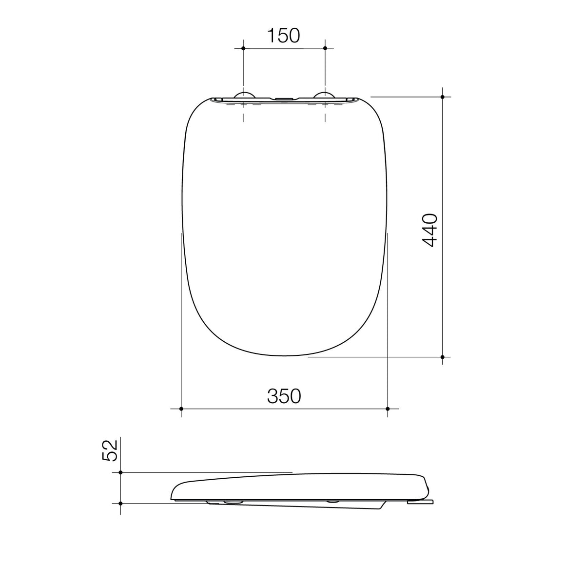 Caroma Contura II Soft Close Toilet Seat technical dimensions