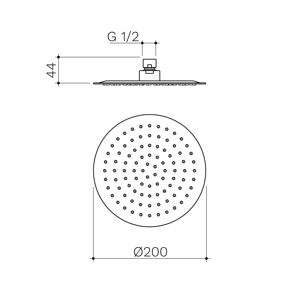 Caroma 200mm Round Rain Shower, Brushed Brass ｜ Ideal Bathroom Centre
