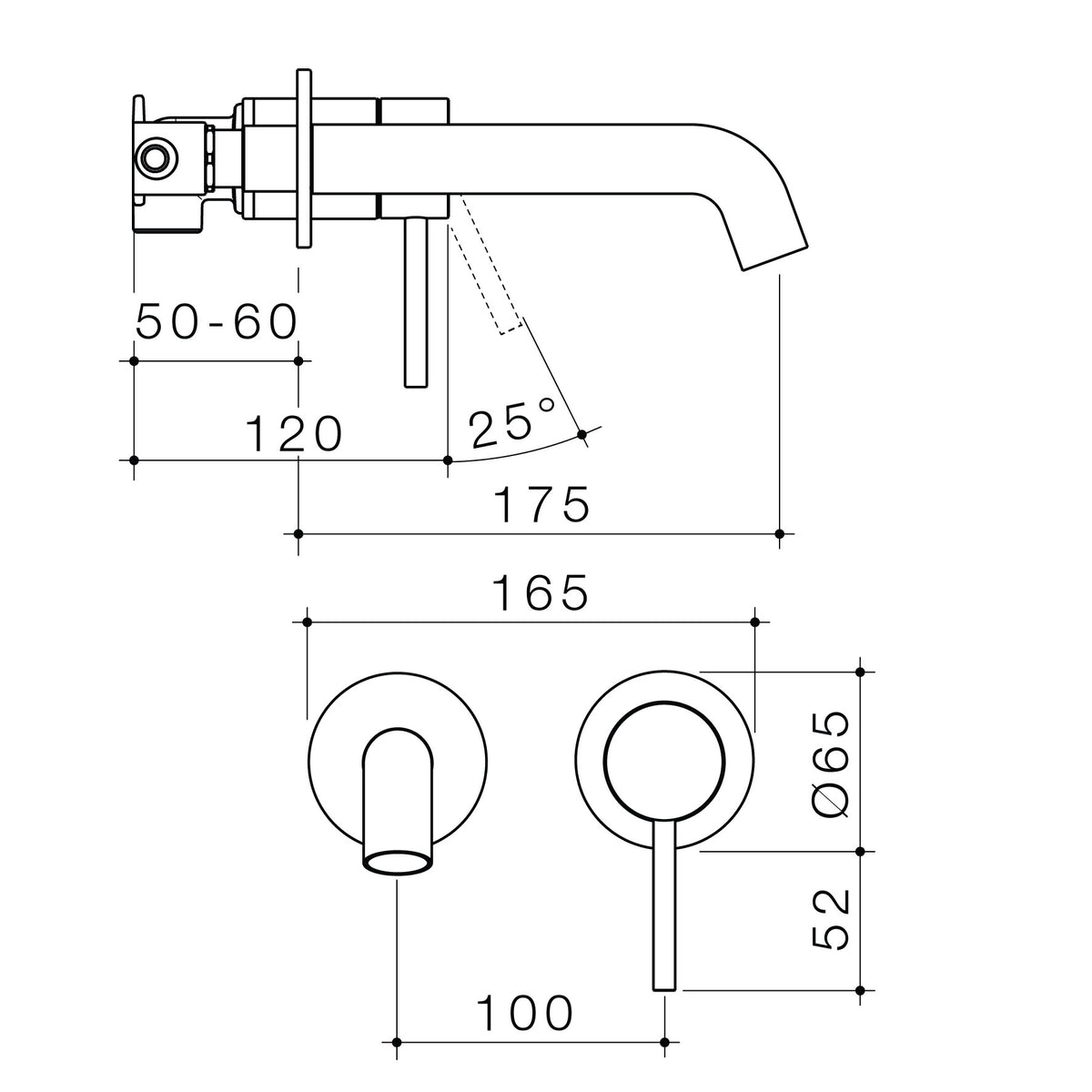 Caroma Liano II 175mm Wall Basin / Bath Mixer (2 x Round Cover Plates) - Lead Free, Brushed Nickel ｜ Ideal Bathroom Centre