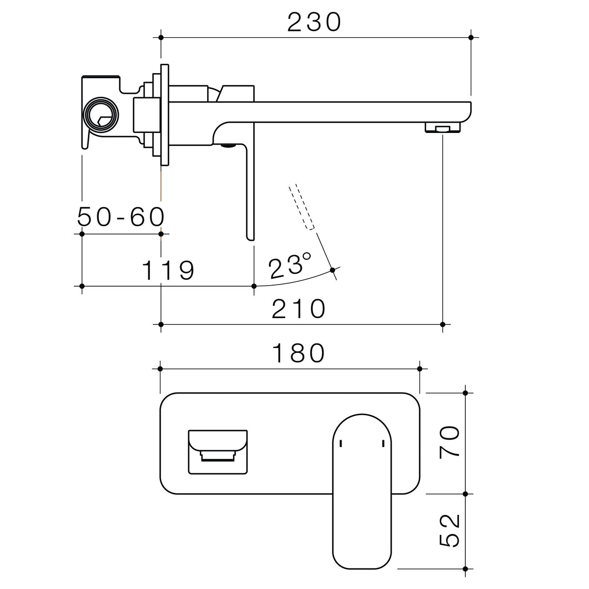 Caroma Luna Wall Basin/Bath Mixer - Lead Free, Chrome ｜ Ideal Bathroom Centre