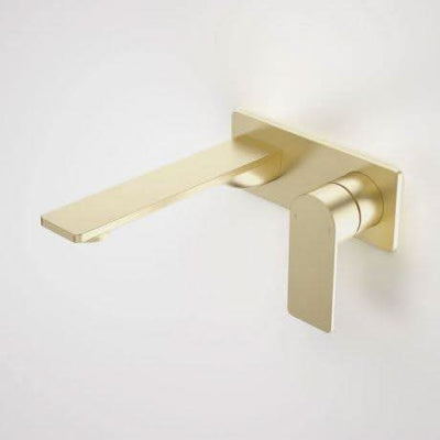 Caroma Urbane II 180mm Wall Basin/ Bath Mixer-Square Cover Plate | Brushed Brass