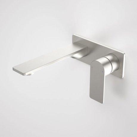 Caroma Urbane II 180mm Wall Basin/ Bath Mixer-Square Cover Plate | Brushed Nickel