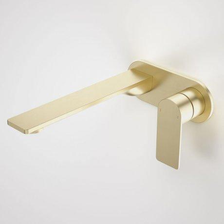 Caroma Urbane II 220mm Wall Basin/ Bath Mixer-Round Cover Plate | Brushed Brass