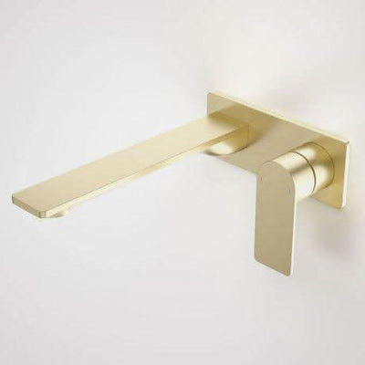 Caroma Urbane II 220mm Wall Basin/ Bath Mixer-Square Cover Plate | Brushed Brass