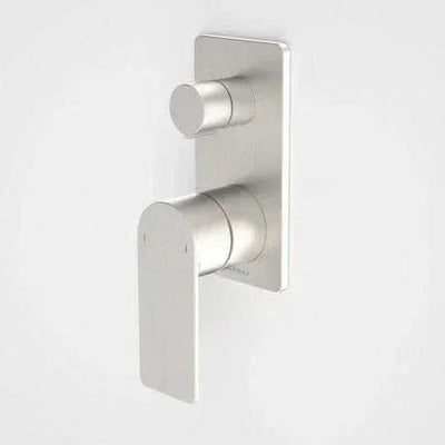 Caroma Urbane II Bath / Shower Mixer With Diverter - Rectangular Cover Plate, Brushed Nickel