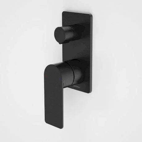 Caroma Urbane II Bath/ Shower Mixer With Diverter-Retangular Cover Plate | Matte Black