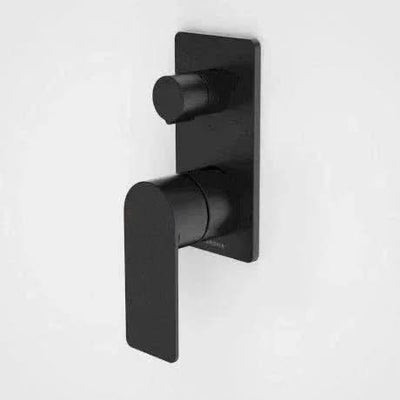 Caroma Urbane II Bath / Shower Mixer With Diverter - Rectangular Cover Plate, Matte Black