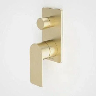 Caroma Urbane II Bath / Shower Mixer With Diverter - Rectangular Cover Plate, Brushed Brass