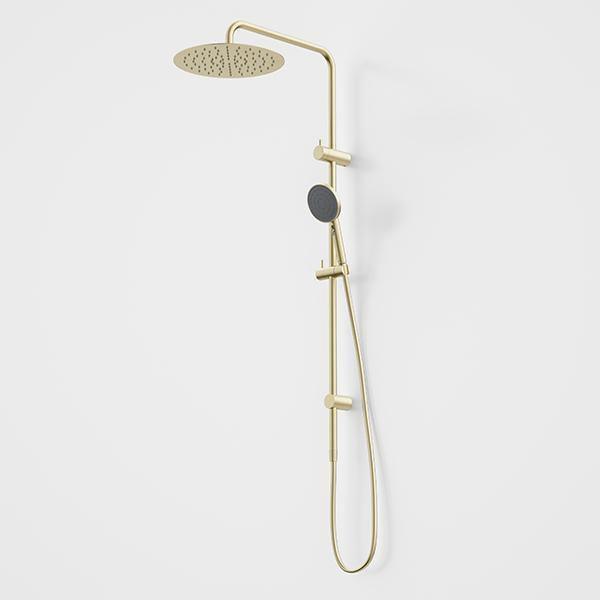 Caroma Urbane II Round Twin Shower With 300mm Rose | Brushed Brass