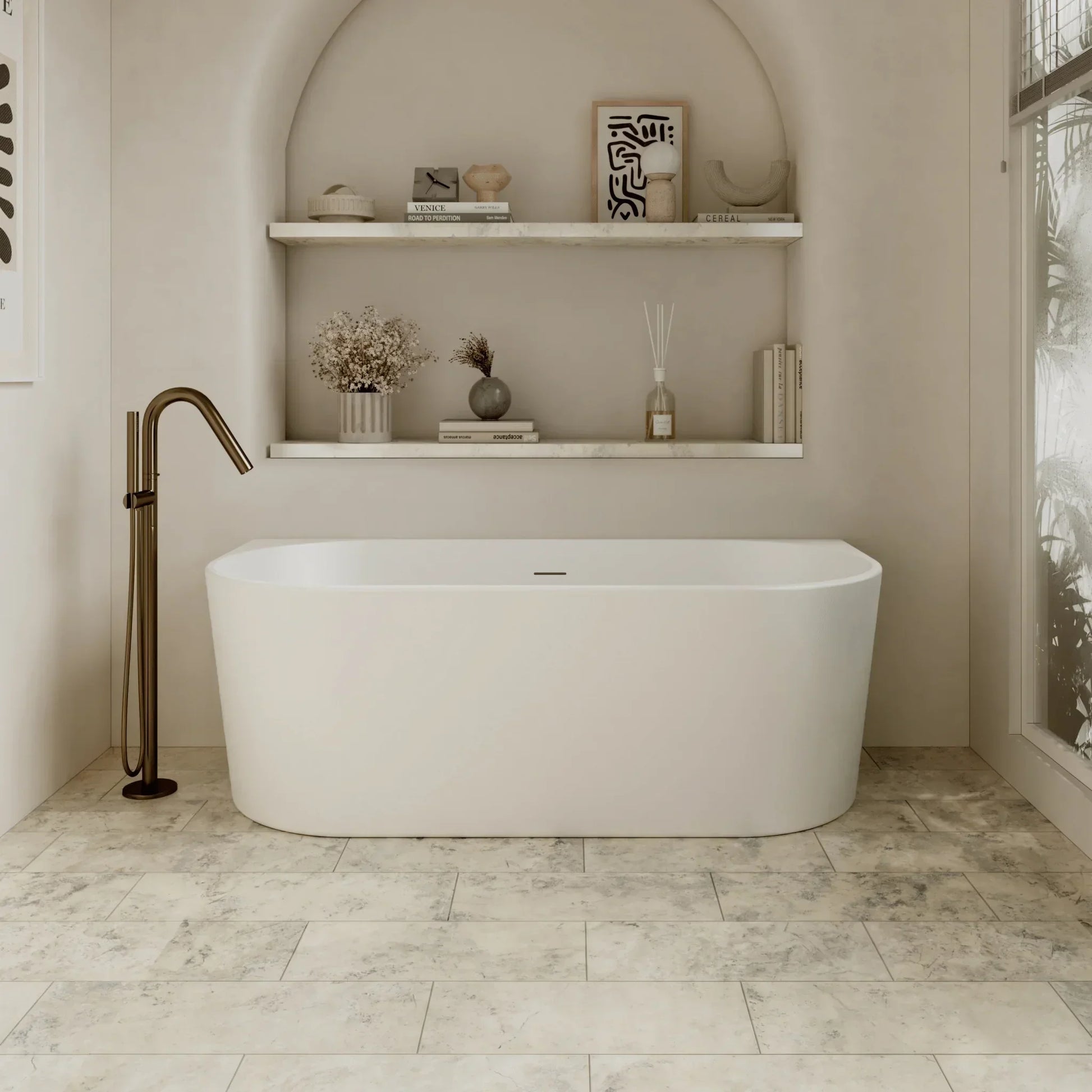 Cassa Design Auris Round Back to Wall Bath - Gloss White - Ideal Bathroom CentreBT - AU14001400mm