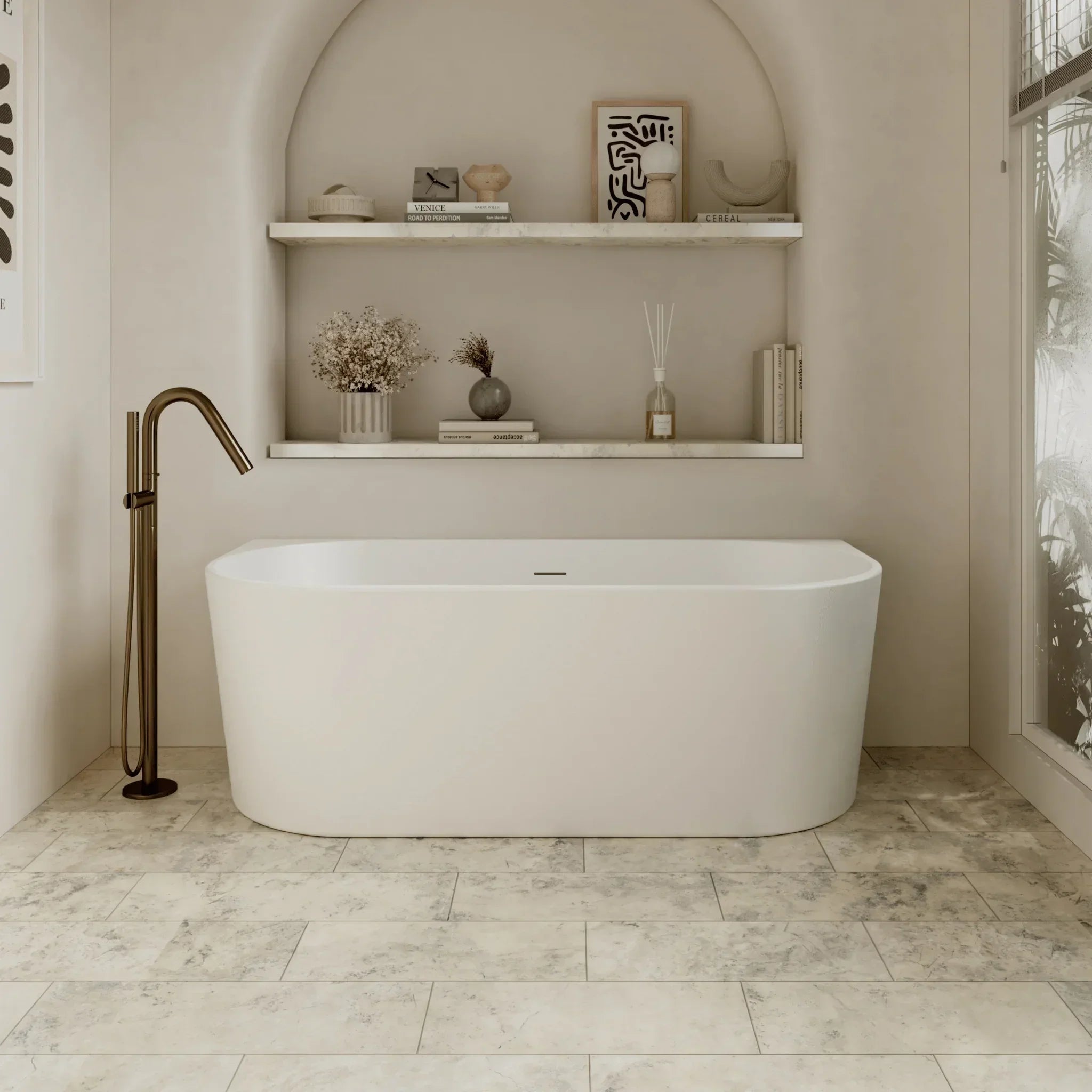 Cassa Design Auris Round Back to Wall Bath - Gloss White - Ideal Bathroom CentreBT - AU14001400mm