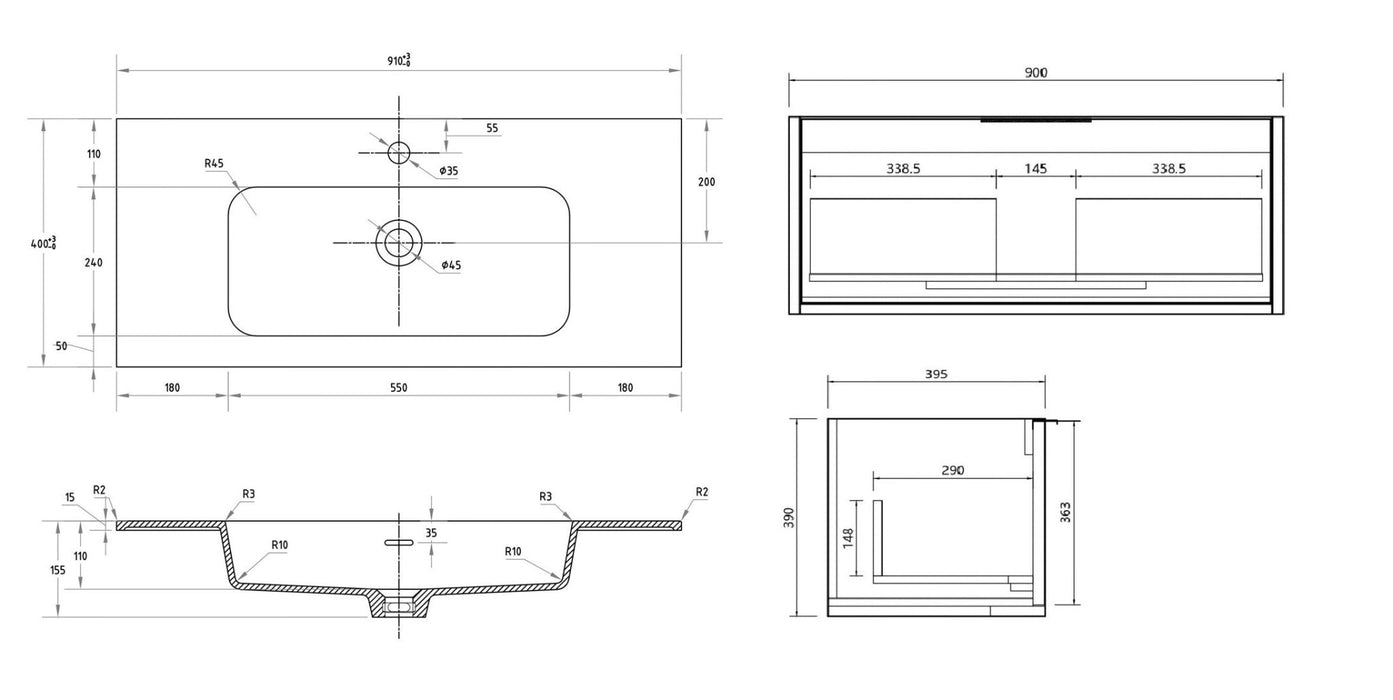 Cassa Design Capture Ensuite Wall Hung Vanity - Ideal Bathroom CentreCAP750EN - WALNUT750mmNatural Walnut