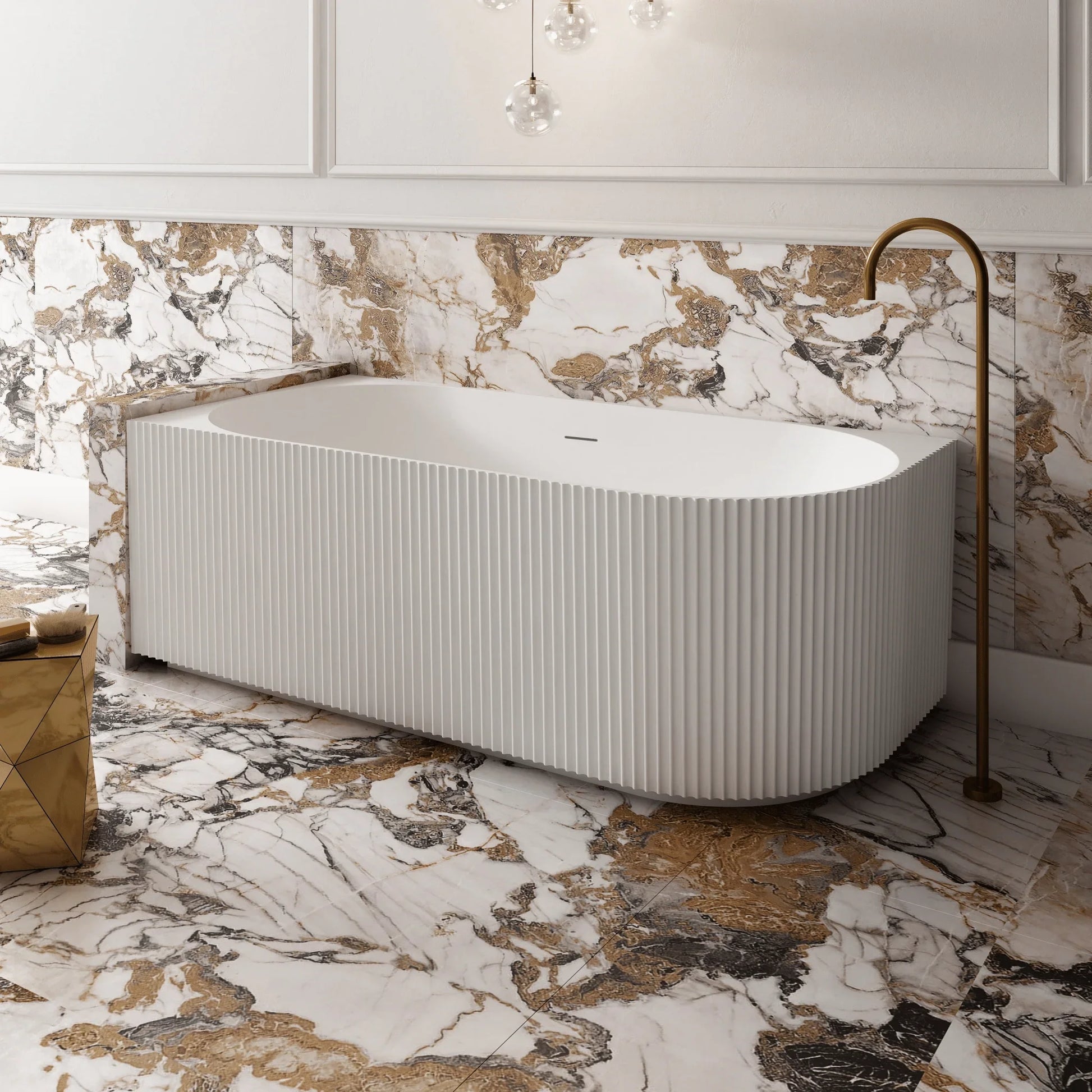 Cassa Design V - Groove Corner Back to Wall Bathtub - Matte White - Ideal Bathroom CentreBT - VG1500L1500mmLeft Hand Corner