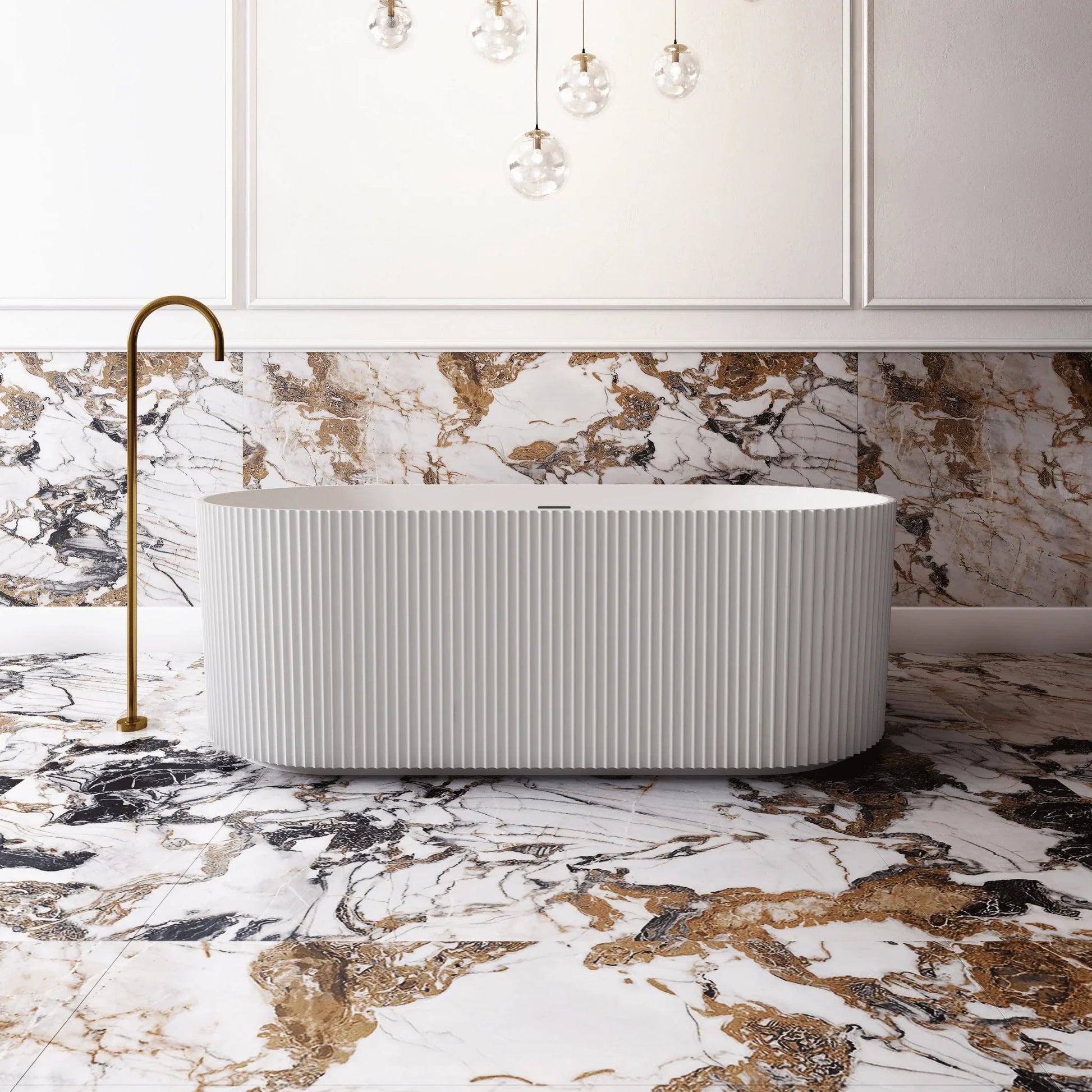 Cassa Design V - Groove Round Freestanding Bath - Matte White - Ideal Bathroom CentreBT - VG15001500mm