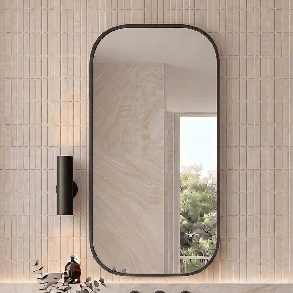 Cassa Design Rec 900x450mm Framed Shaving Cabinet, Matte Black