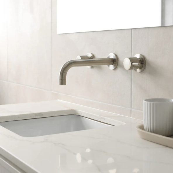 Meir Round Quarter Turn Wall Top Assemblies, Brushed Nickel