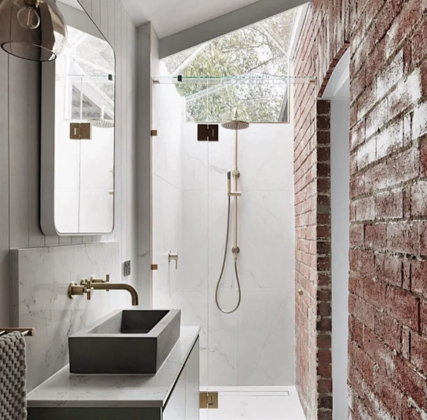 Meir Round Combination Shower Rail 200mm Rose, Single Function Hand Shower, Tiger Bronze
