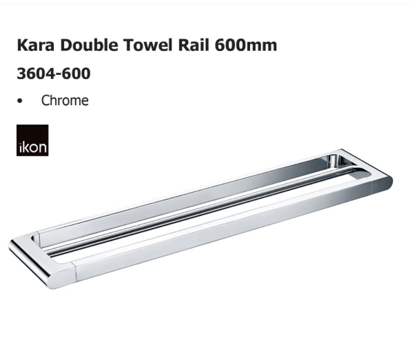 Clearance – IKON Kara Double Towel Rail 600mm - Chrome