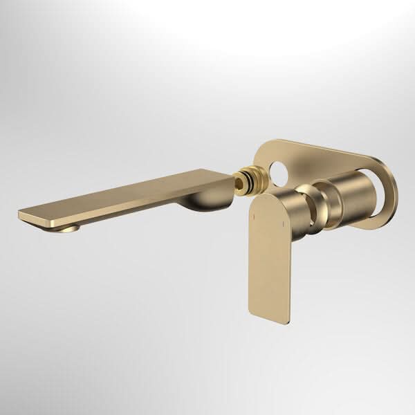 Clearance – Caroma Urbane II 180mm Wall Basin / Bath Trim Kit - Round Cover Plate - Brushed Brass - LF