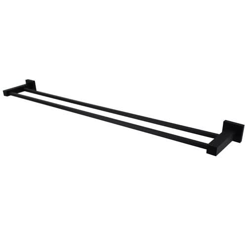 Clearance – Modern National Lux Double Towel Rail 750mm - Matte Black
