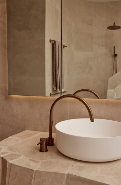Meir Round Deck Mounted Mixer, Lustre Bronze