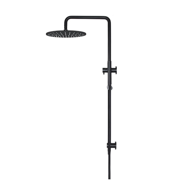 Meir Round Combination Shower Rail 300mm Rose, Single Function Hand Shower, Matte Black