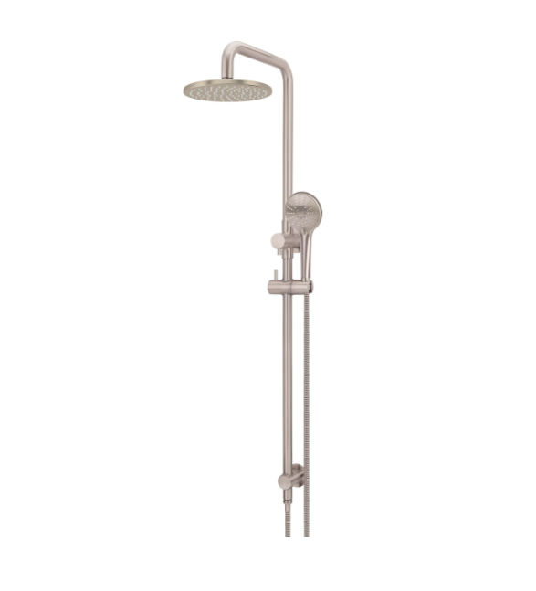 Meir Round Combination Shower Rail 200mm Rose, Three Function Hand Shower, Champagne