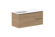 ADP Glacier Door & Drawer Twin Wall Hung Vanity - 1200mm / Cast Marble Moulded Top / Left Hand Bowl