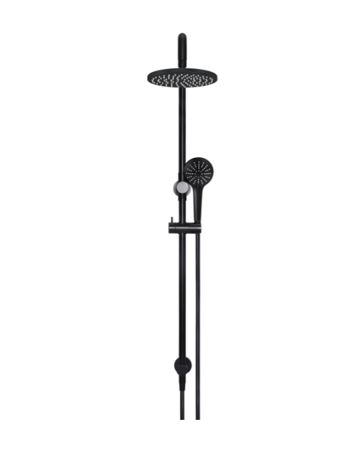Meir Round Combination Shower Rail, 200mm Rose, Three-Function Hand Shower, Matte Black