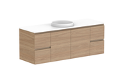 ADP Glacier Door & Drawer Twin Wall Hung Vanity - 1500mm / Stone Benchtop - 1500mm - Stone Benchtop - Centre Bowl - Lite