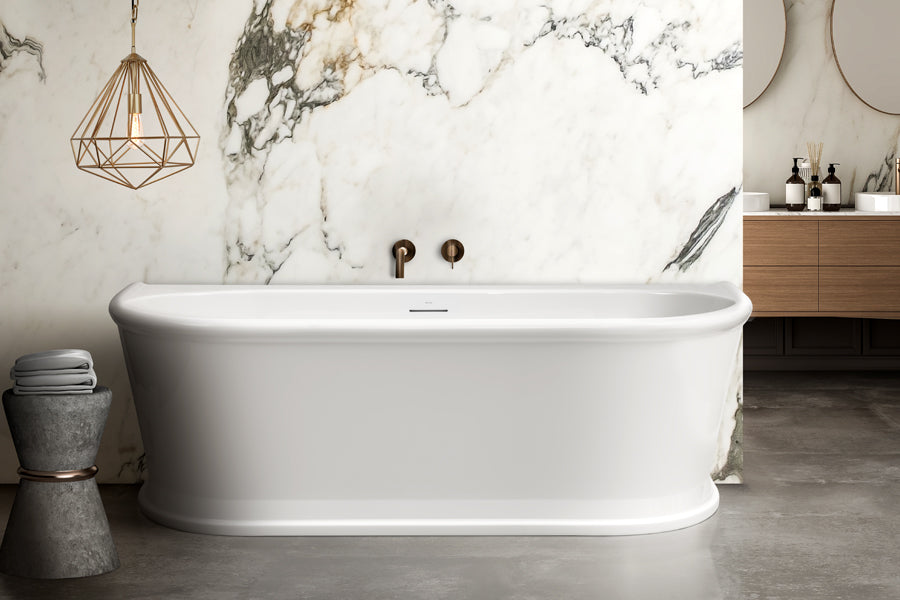 Decina Oxford 1700mm Back To Wall Freestanding Bath with Integrated Overflow ｜ Ideal Bathroom Centre