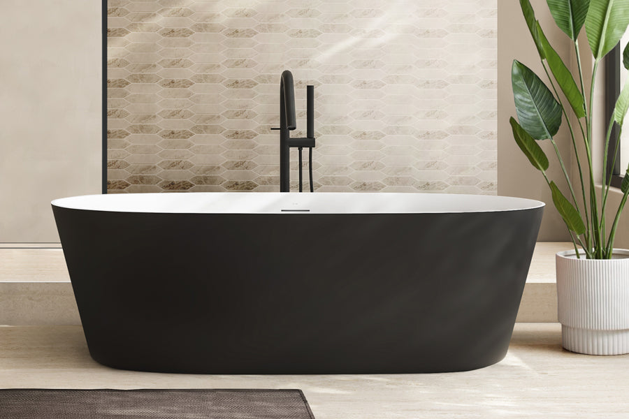 Decina Elinea 1500/1790 Freestanding Bath with Integrated Overflow (Black) - official product photo 1
