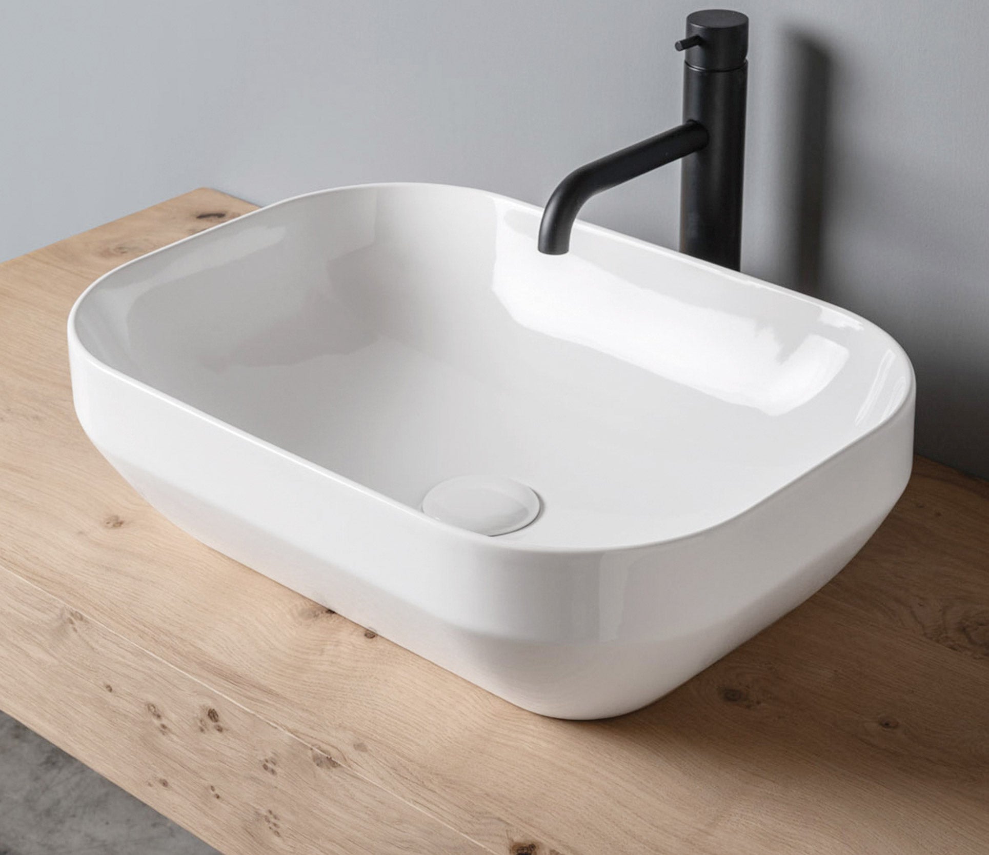 Studio Bagno Decus 50 Bench Basin, Gloss White