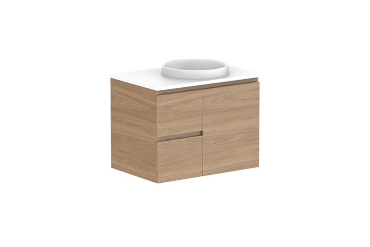 Adp Glacier Lite Door Drawer Twin Wall Hung Vanity 750Mm Stone Benchtop 1 - 750mm - Stone Benchtop - Right Hand Bowl - Lite