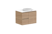 ADP Glacier Door & Drawer Twin Wall Hung Vanity - 750mm / Stone Benchtop / Right Hand Bowl