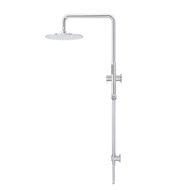 Meir Round Combination Shower Rail 300mm Rose, Single Function Hand Shower, Polished Chrome