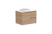 ADP Glacier Door & Drawer Twin Wall Hung Vanity - 750mm / Stone Benchtop / Left Hand Bowl