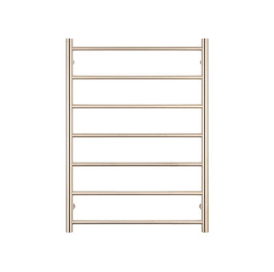 Radiant Heated Towel Rail - 600 x 800mm - 7 Round Bars - Warm Brushed Nickel