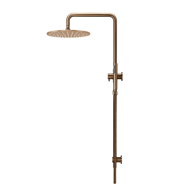 Meir Round Combination Shower Rail, 300mm Rose, Single Function Hand Shower, Lustre Bronze