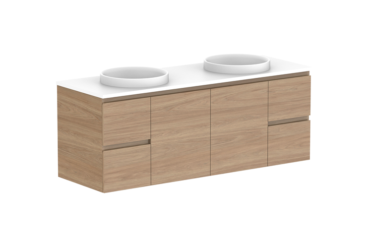 Adp Glacier Lite Door Drawer Twin Wall Hung Vanity 1500Mm Stone Benchtop 1 - 1500mm - Stone Benchtop - Double Bowl - Lite